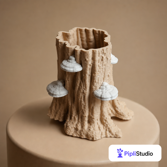 tree-trunk-planter-with-mushrooms