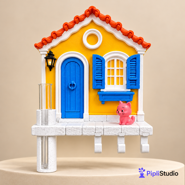 House On The Wall Key Holder And Wall Decor With Test Tube Holder