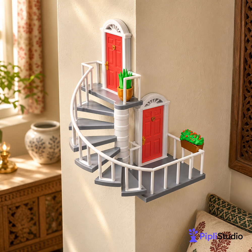Whimsical Corner Staircase Wall Decor β Space-Saving Art