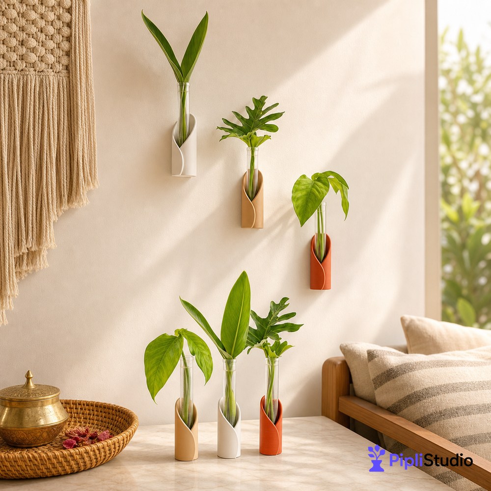 Wrap Tube Propagation Vase Holder for Wall & Table (Set Of 6)