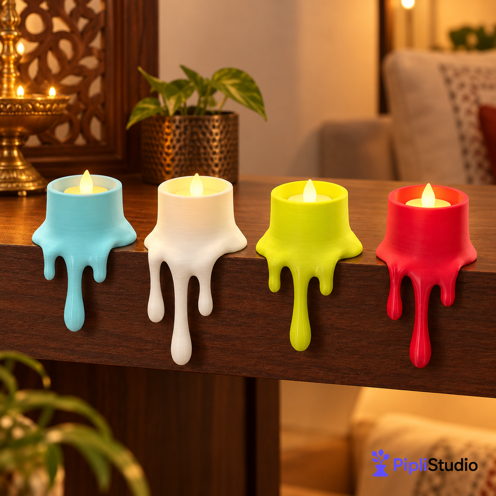 Melting Candles Edge LED Tealight Holders (Pack Of 4)