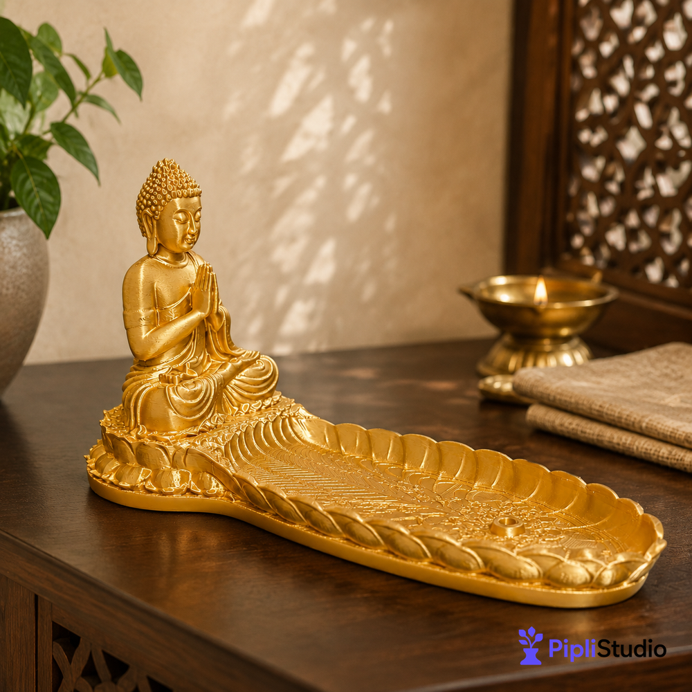 Golden Buddha Incense Holder for Serene Meditation