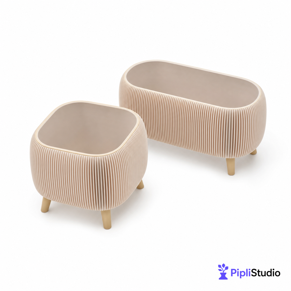 Modern Herb Planter Set with Drainage & Legs (set of 2)