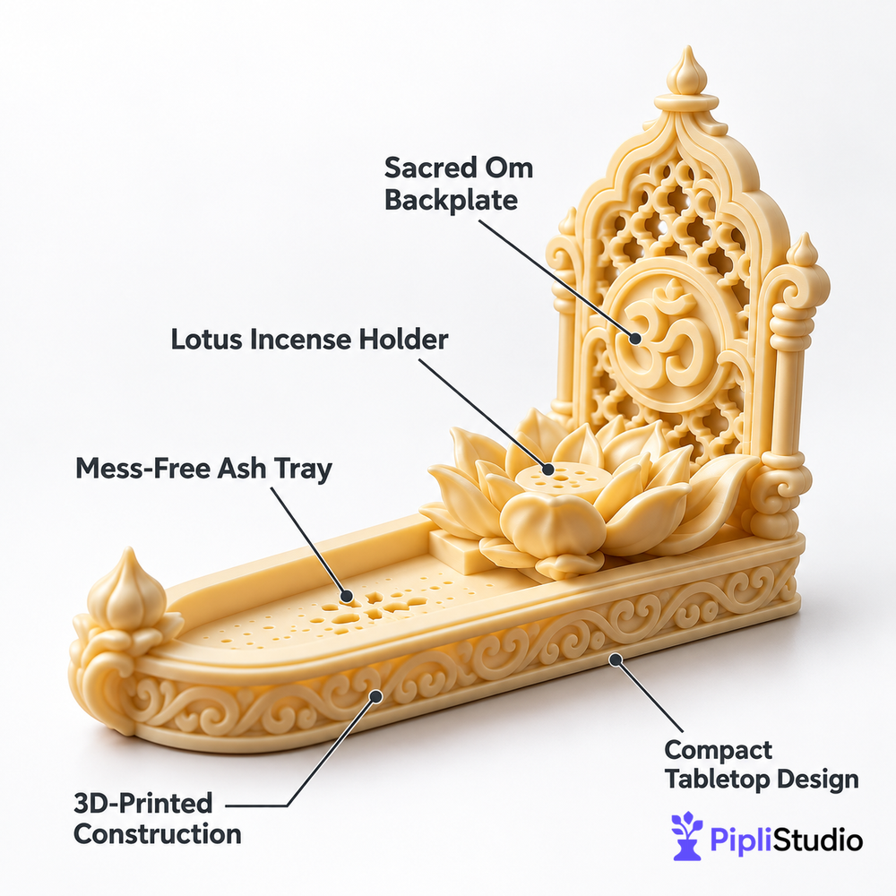 Lotus Om Incense Holder – Mess-Free Pooja