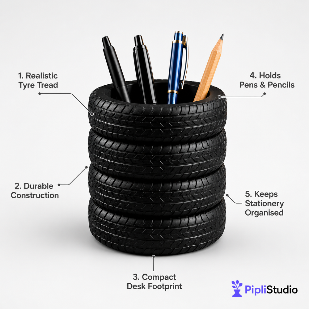 Tyre Stack Pen Holder – Stylish Desk Organisation