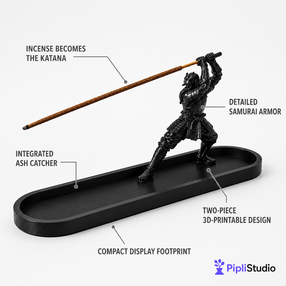 Katana Warrior Incense Holder with Ash Catcher