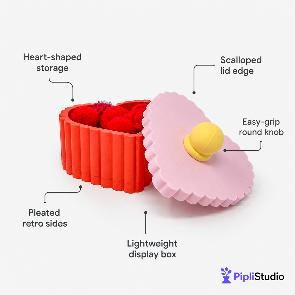 Retro Pleated Heart Jewelry Box