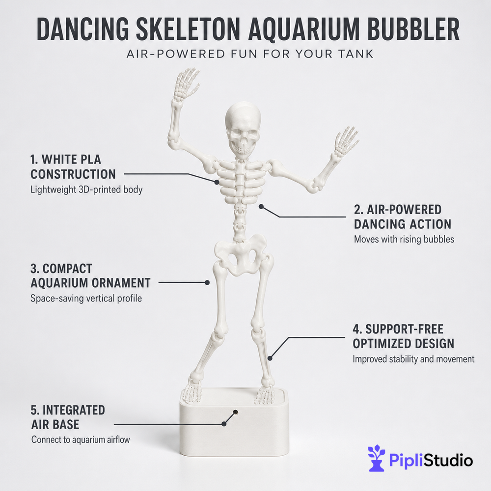 Dancing Skeleton Aquarium Bubbler – Air-Powered Fun