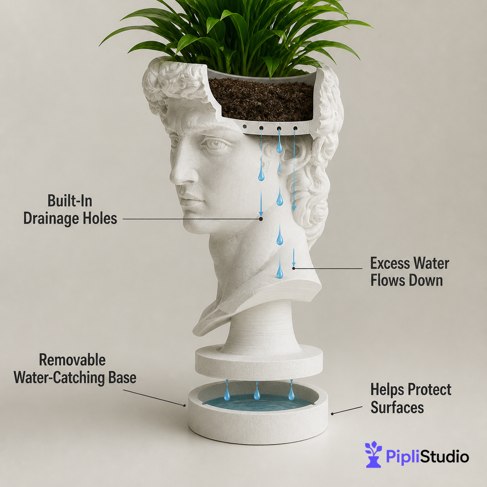 Renaissance Bust Planter with Drainage Base