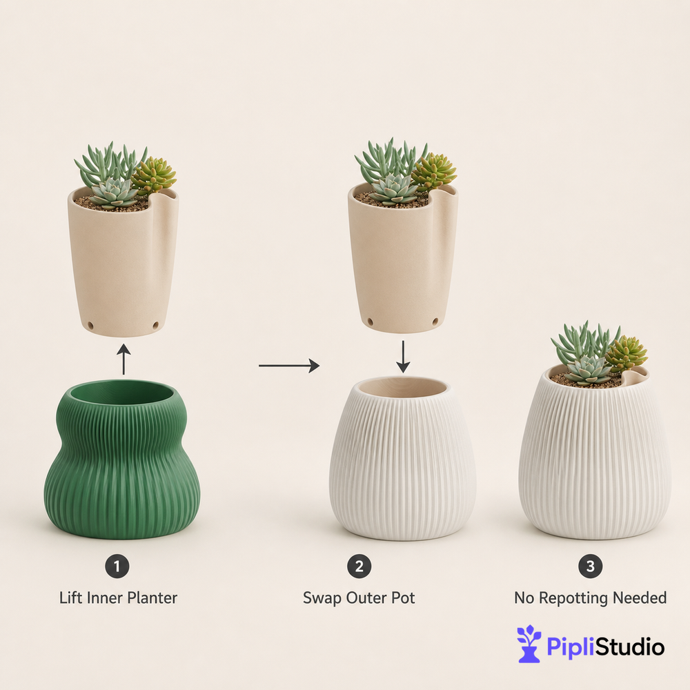 Modular Self-Watering Planter Set | Easy Plant Care (Pack of 2)
