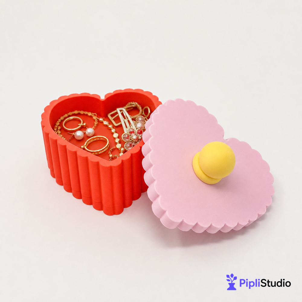 Retro Pleated Heart Jewelry Box