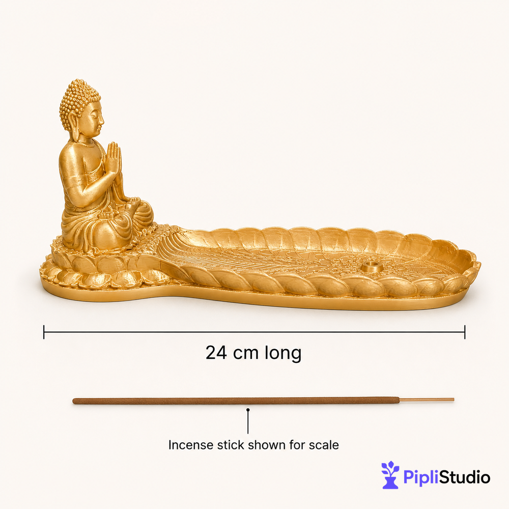 Golden Buddha Incense Holder for Serene Meditation