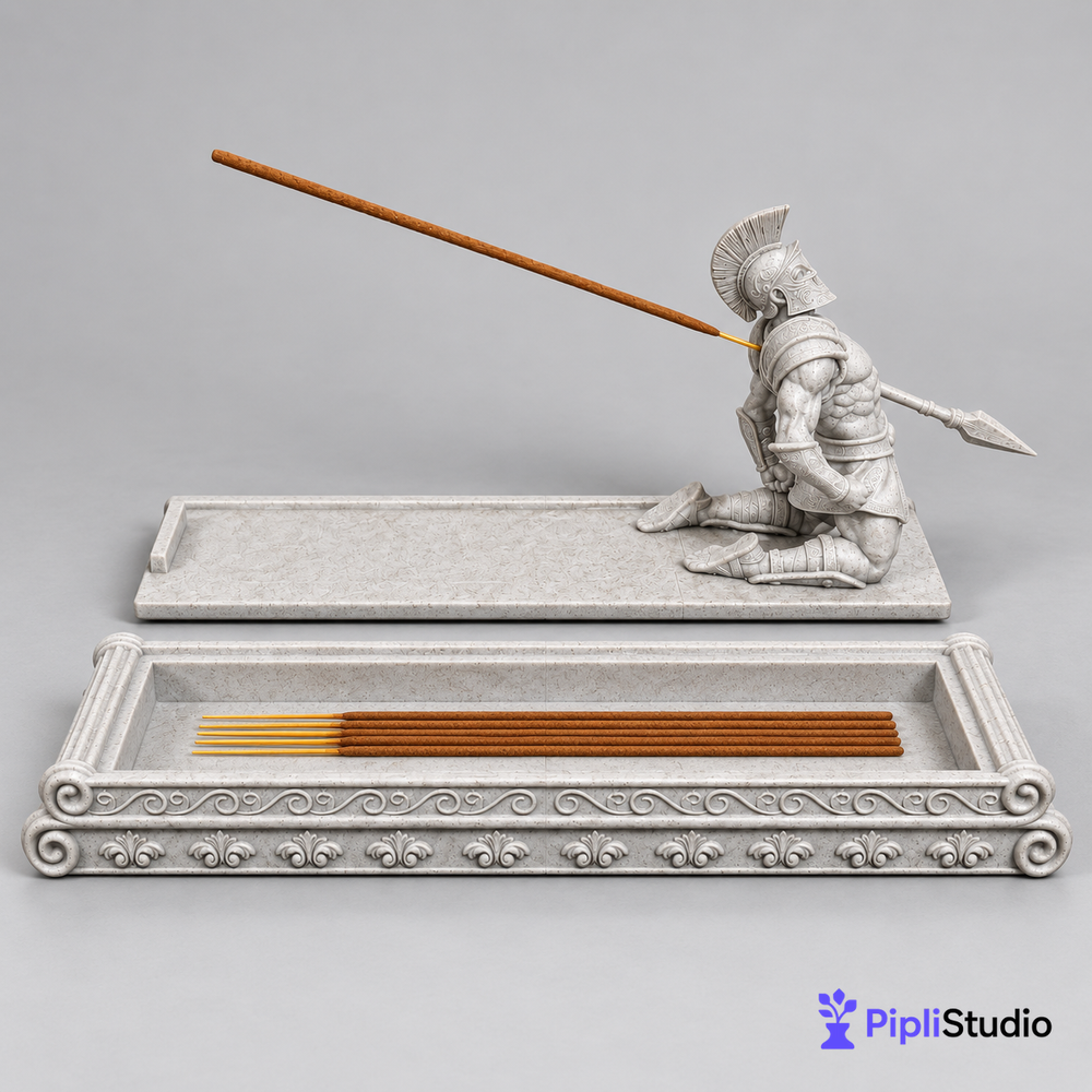 Sparta Warrior Incense Holder with Incense Storage Box