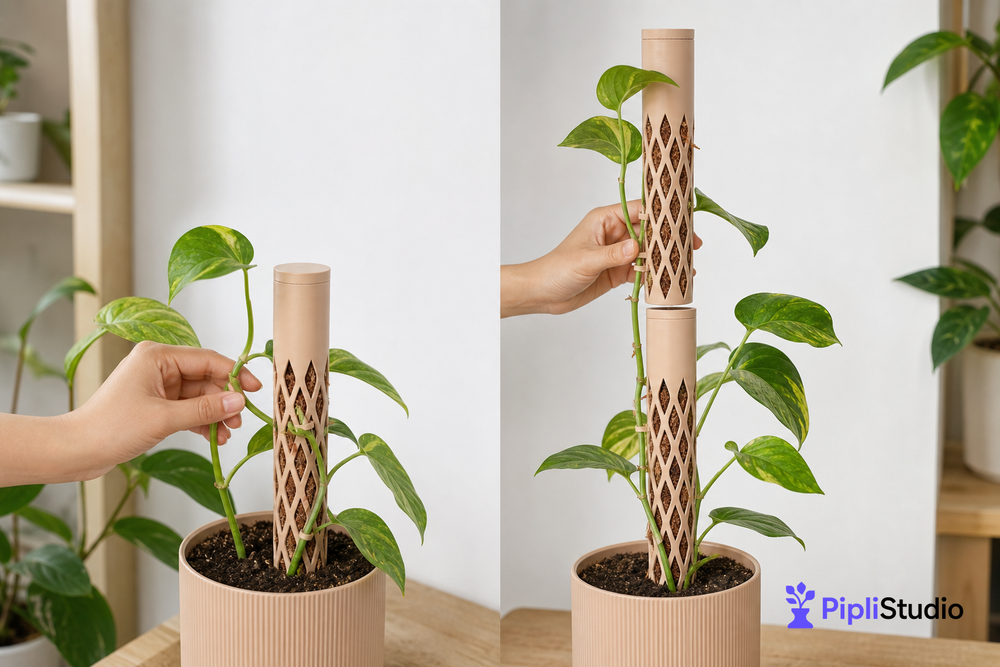 Modular Self-Watering Moss Pole for Climbers
