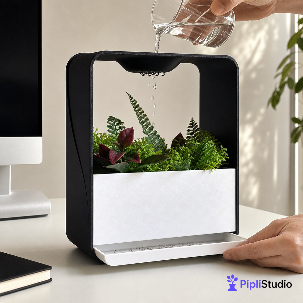 Cloud XL Self-Watering Desk Planter Vase with Drip Tray