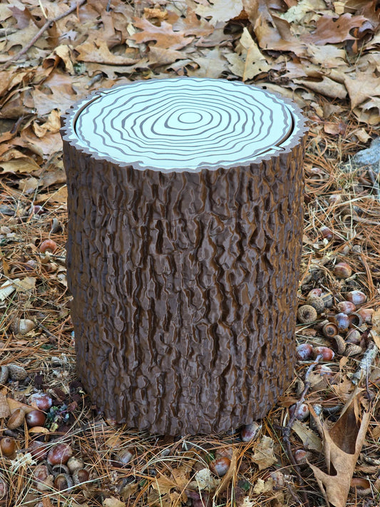 Tree Trunk Trash Can with Swing Lid (Wastebasket, Dustbin)