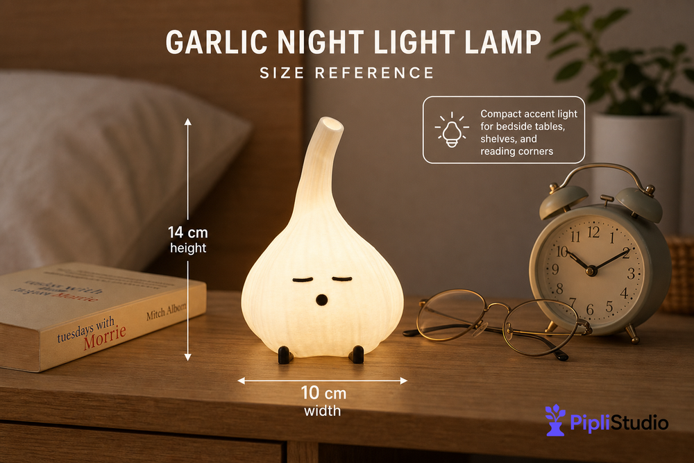 Garlic Night Light Lamp - Cute Cozy Glow (14cmx10cm)