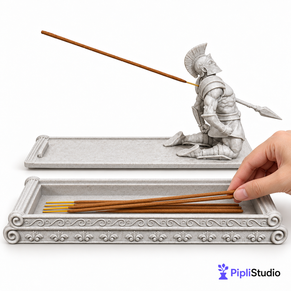 Sparta Warrior Incense Holder with Incense Storage Box