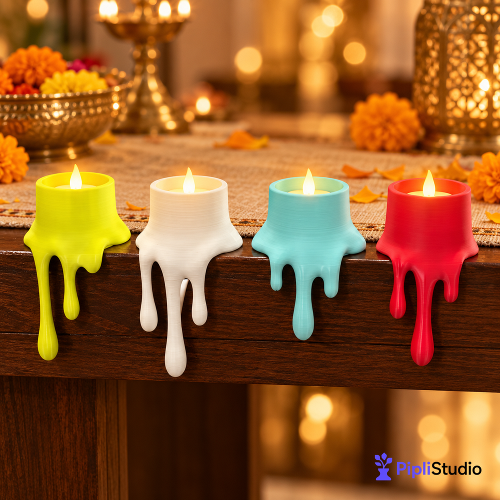 Melting Candles Edge LED Tealight Holders (Pack Of 4)