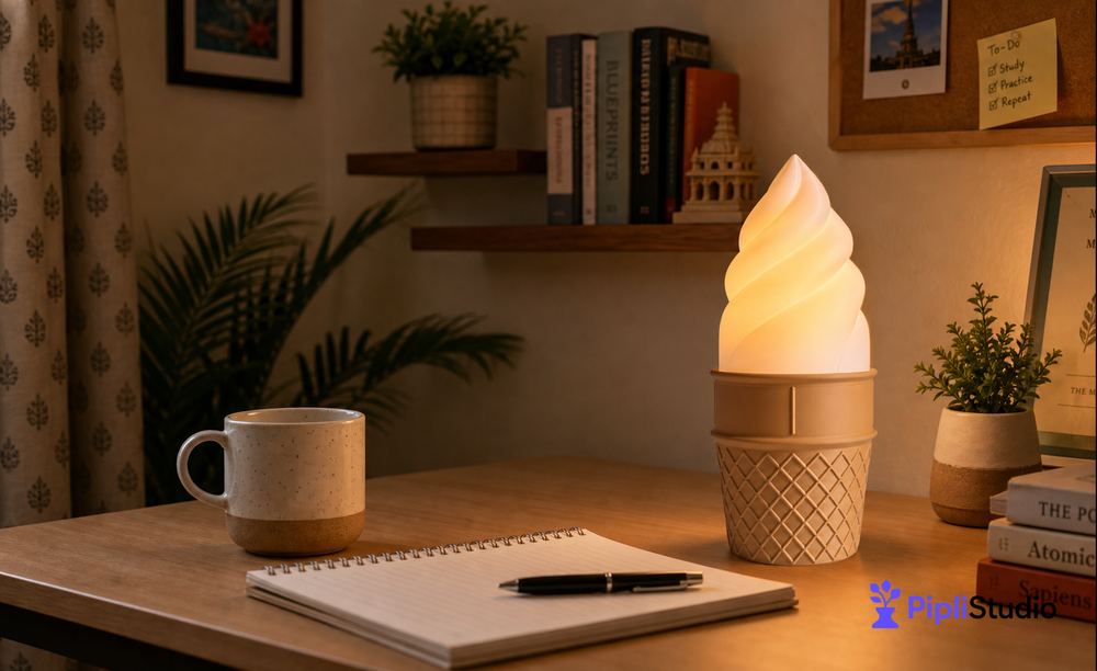 Gelato Ice Cream Cone Desk Lamp for Cozy Ambient Light