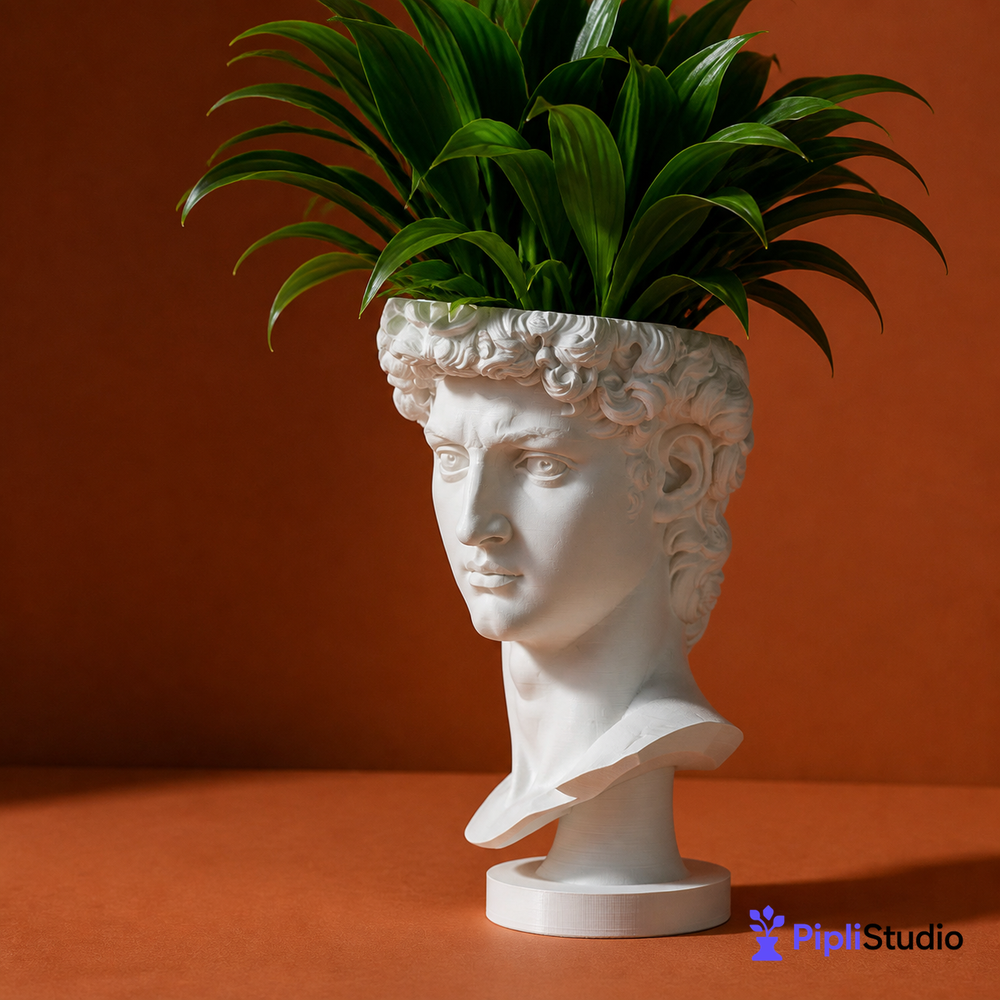 David Bust Planter with Drainage Base
