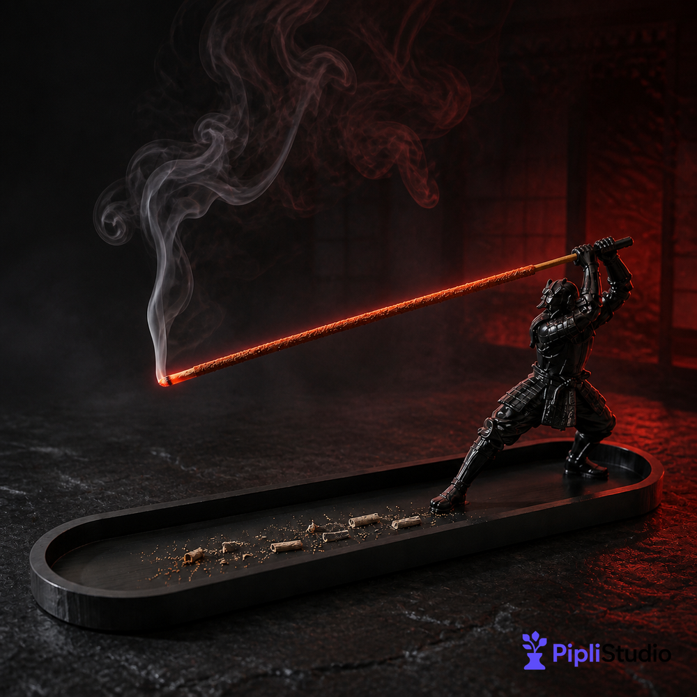 Katana Warrior Incense Holder with Ash Catcher