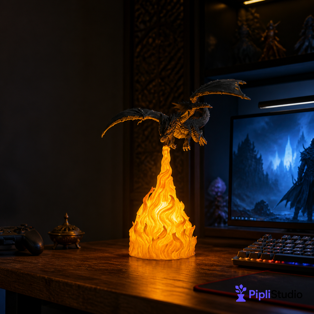 GOT Themed Dragon Flame LED Lamp – Cinematic Fantasy Glow