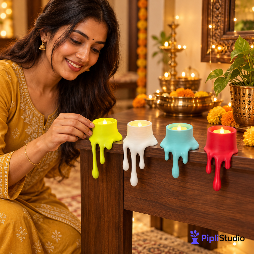 Melting Candles Edge LED Tealight Holders (Pack Of 4)