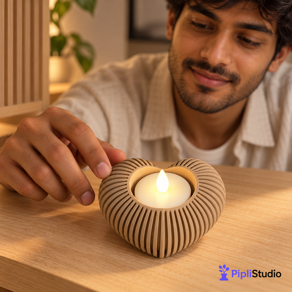 Heart LED Tealight Holder for Cozy Ambience