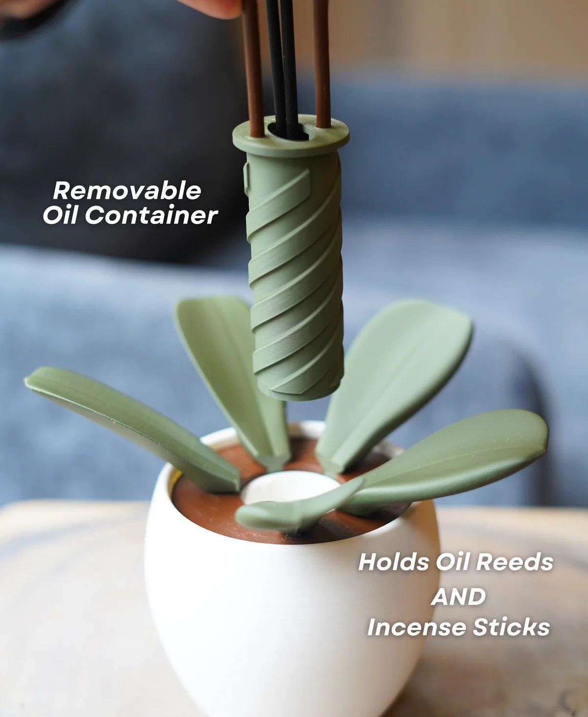 Aromatic Orchid Oil Diffusor and Incense Holder - with Spinning Leaves