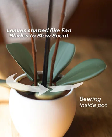 Aromatic Orchid Oil Diffusor and Incense Holder - with Spinning Leaves