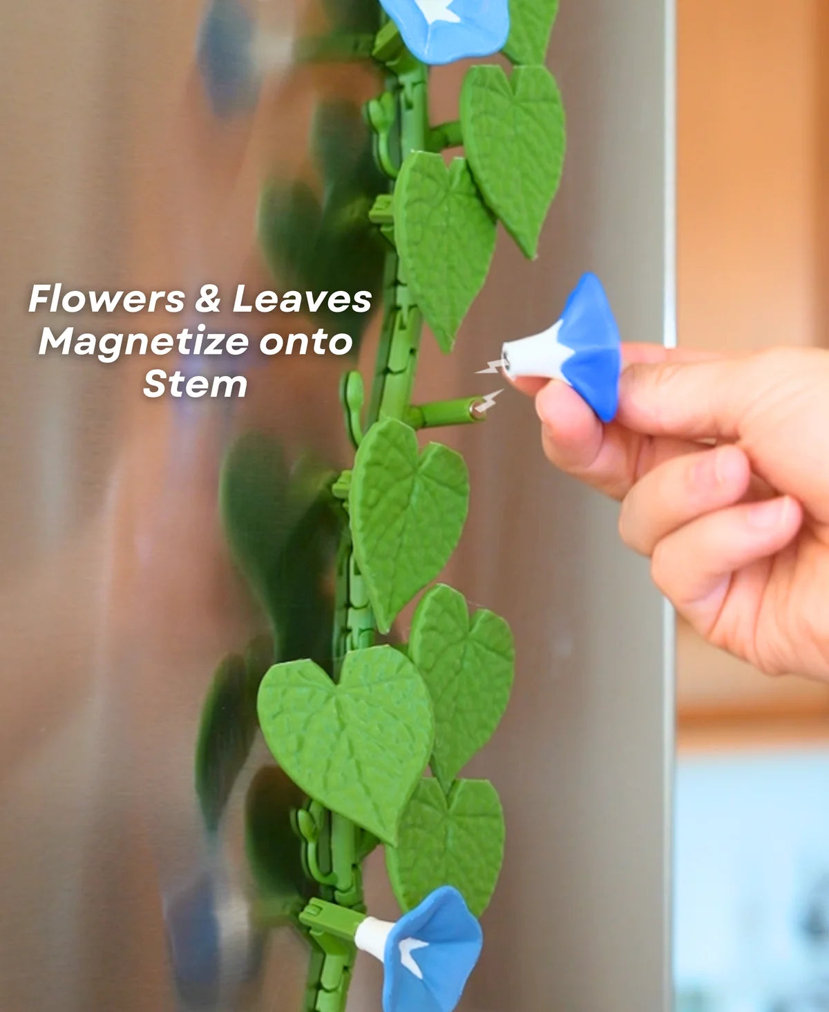 MagLeaf Magnetic Vine With Articulating Stems, Fridge Magnet (Morning Glory & Ivy Leaf)