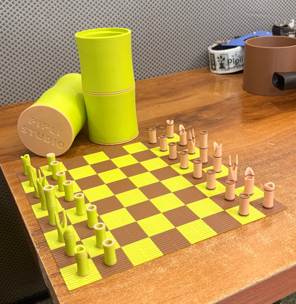 Bamboo Themed Portable Chess Set – Travel Ready