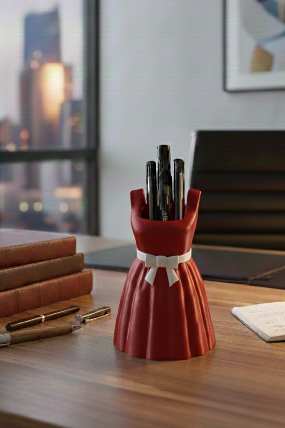 Dress-Shaped Pen Holder (Dual Colour)