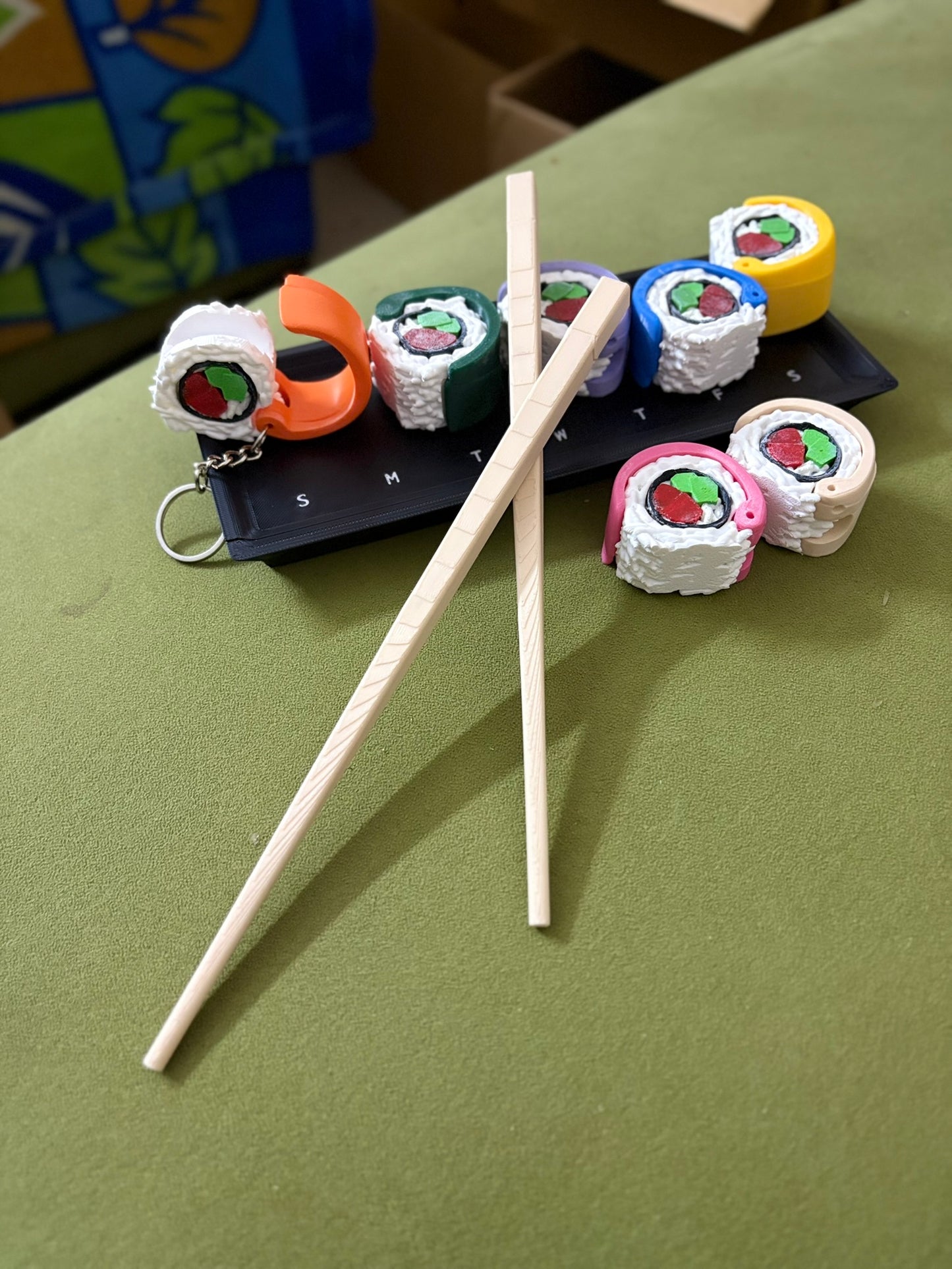Sushi Supplements Dispenser - Weekly Pill Container & Keychains