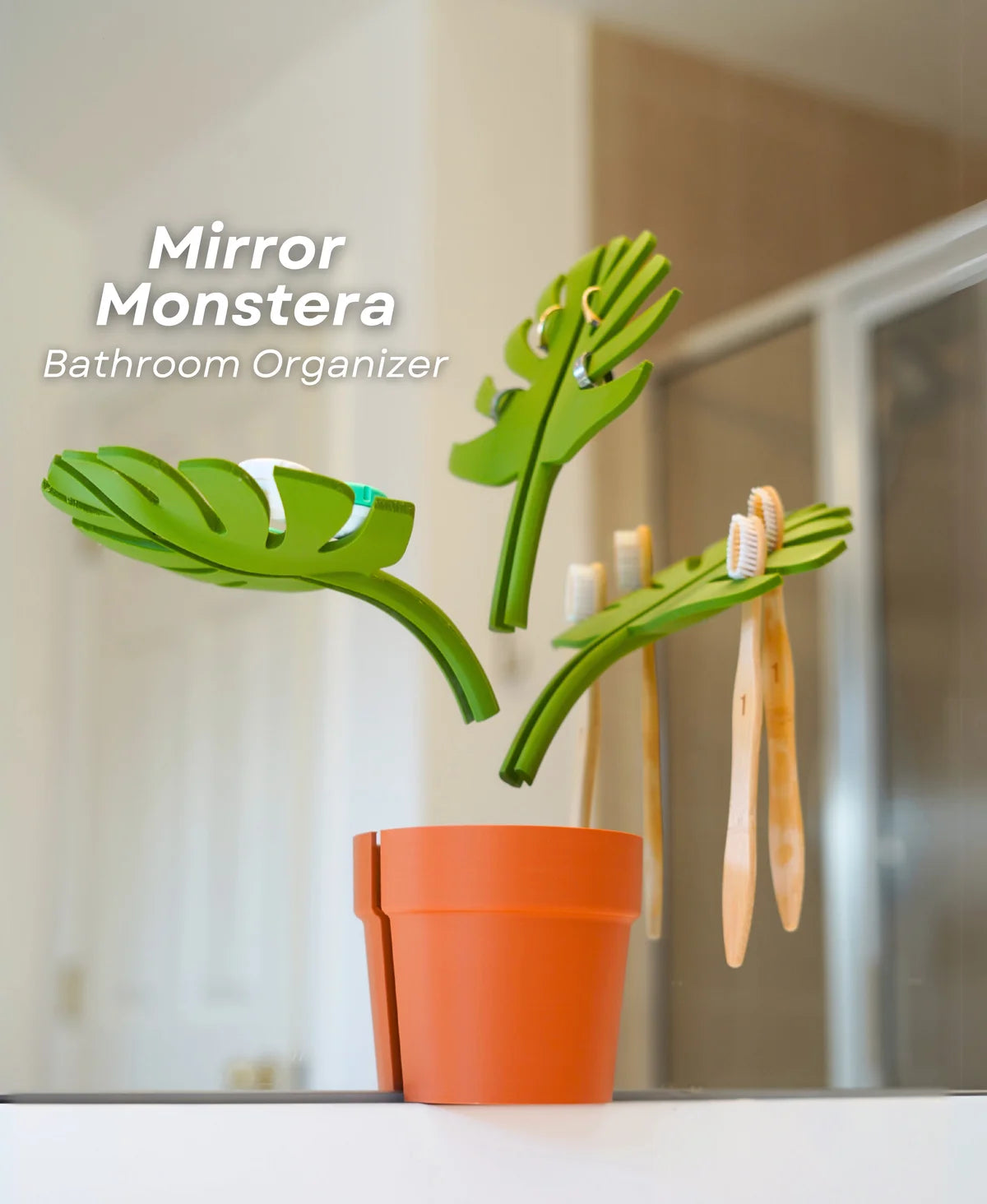 Leafix Mirror Monstera Bathroom Organizer (Mounts to the Mirror)