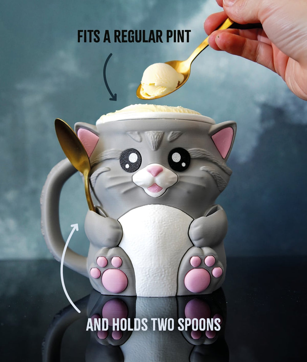 Ice Cream Pint Holder with Spoon Slots (Penguin, Highland Cow, Bat, Cat)