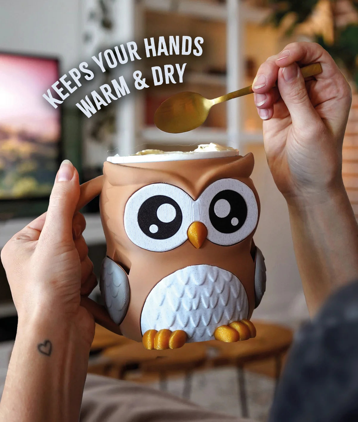 Owl Ice Cream Pint Holder with Spoon Slots