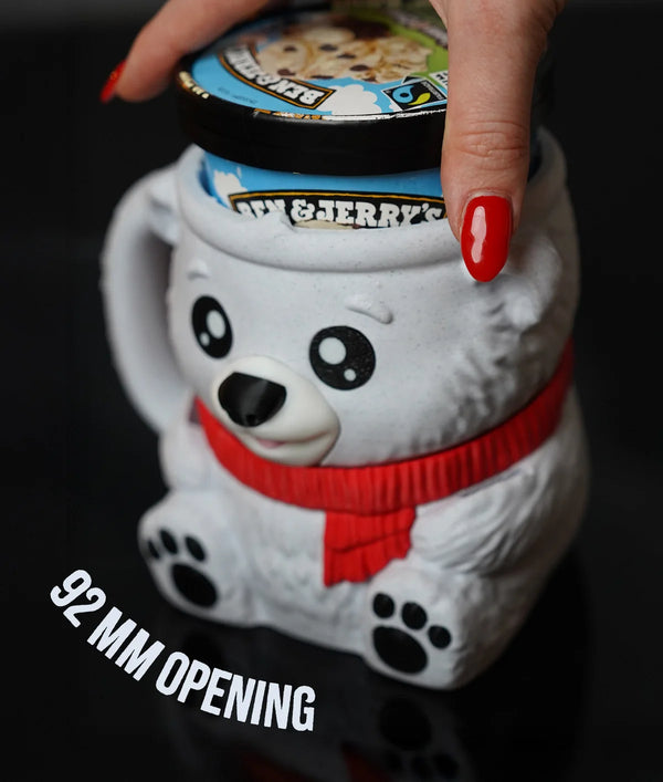 Polar Bear Ice Cream Pint Holder with Spoon Slots