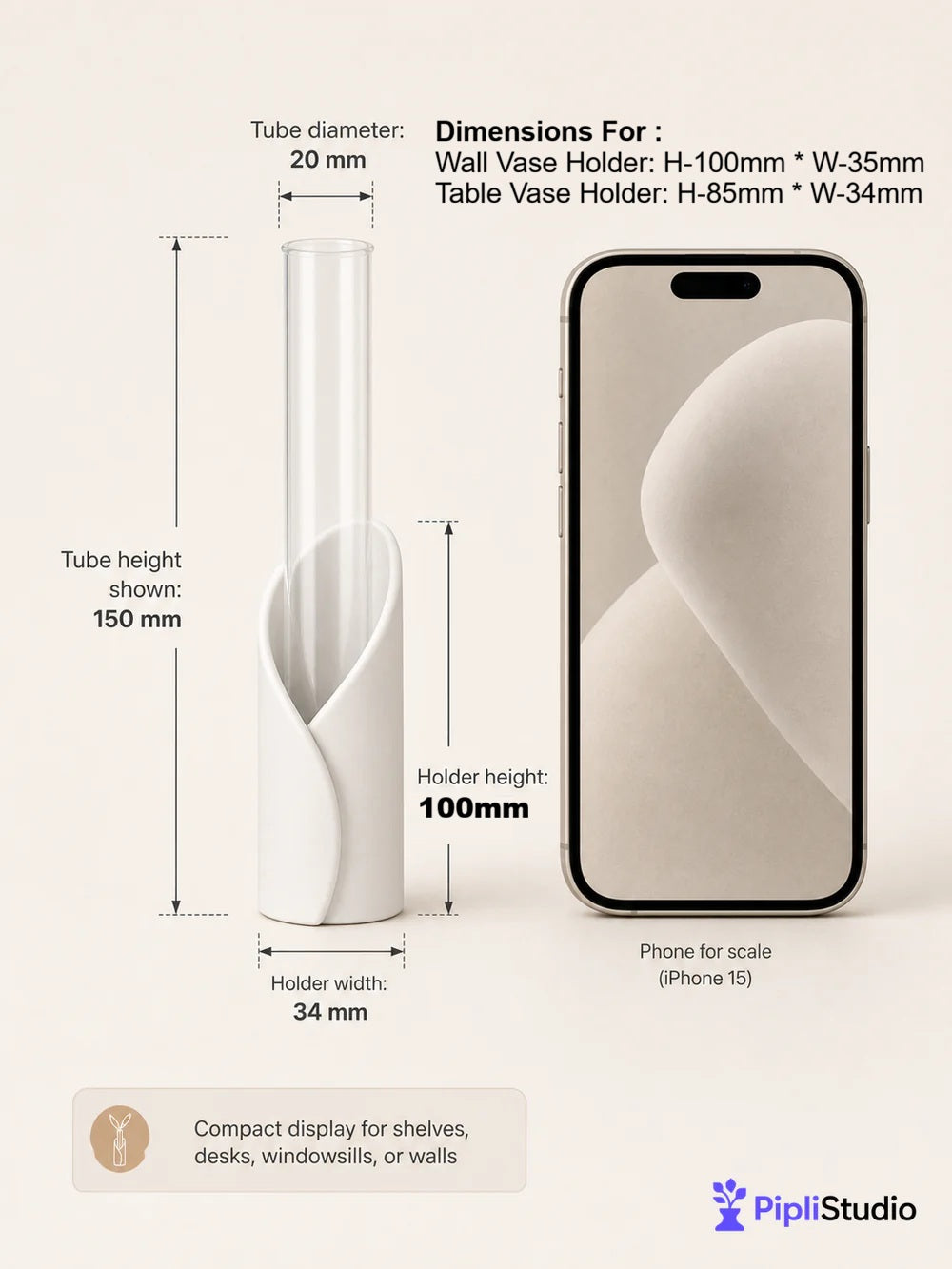 Wrap Tube Propagation Vase Holder for Wall & Table (Set Of 6)