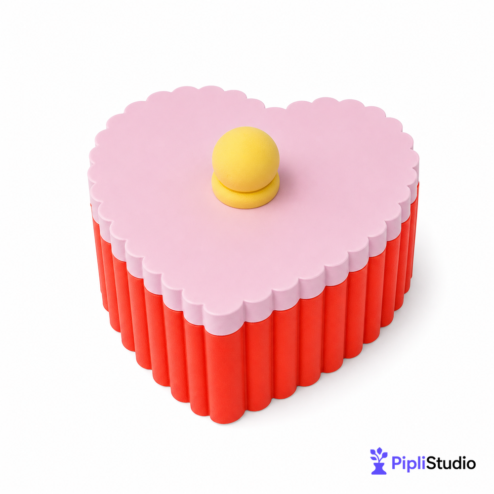 Retro Pleated Heart Jewelry Box