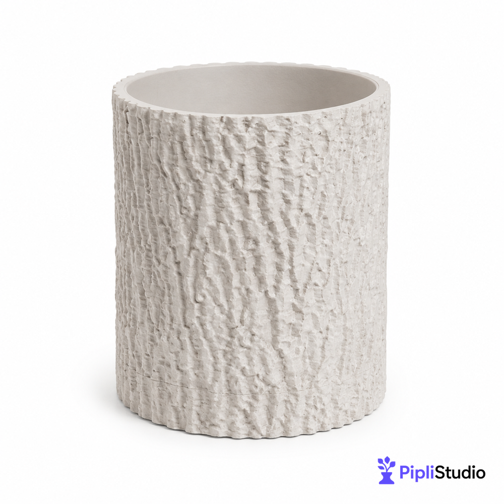 Tree Bark Planter with Hidden Drip Tray