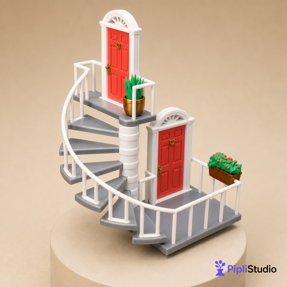 Whimsical Corner Staircase Wall Decor – Space-Saving Art