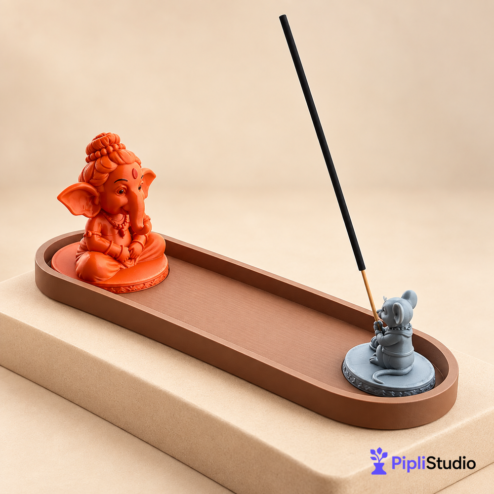 Ganesh Ji & Mushak Ji Incense Holder with Ash Tray – Divine Home Décor & Pooja Accessory