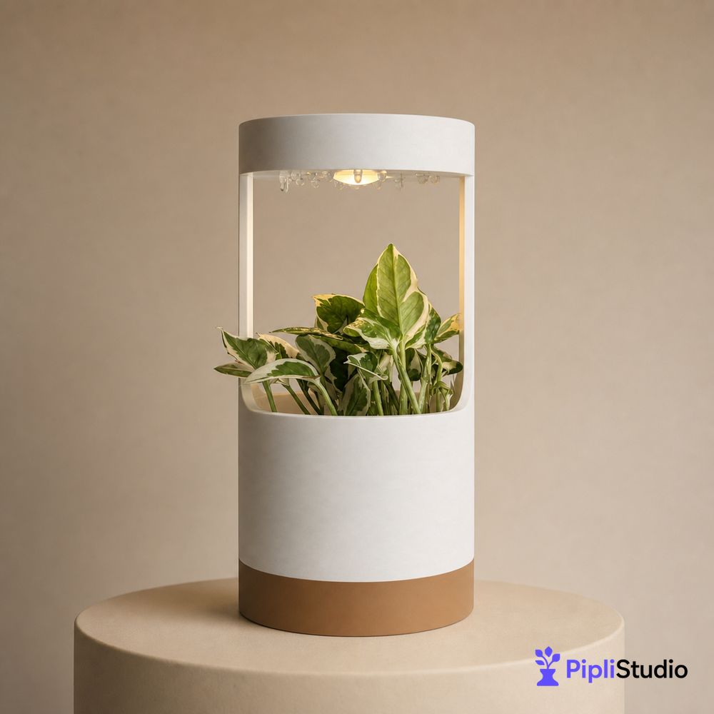 Lantern, Desk Vase With Grow Light And Drip Tray (Manual)