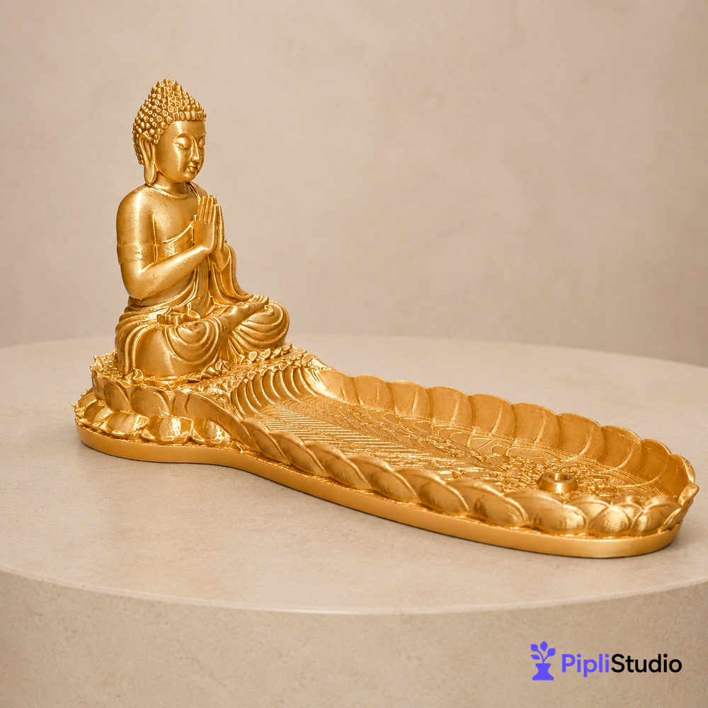 Golden Buddha Incense Holder for Serene Meditation