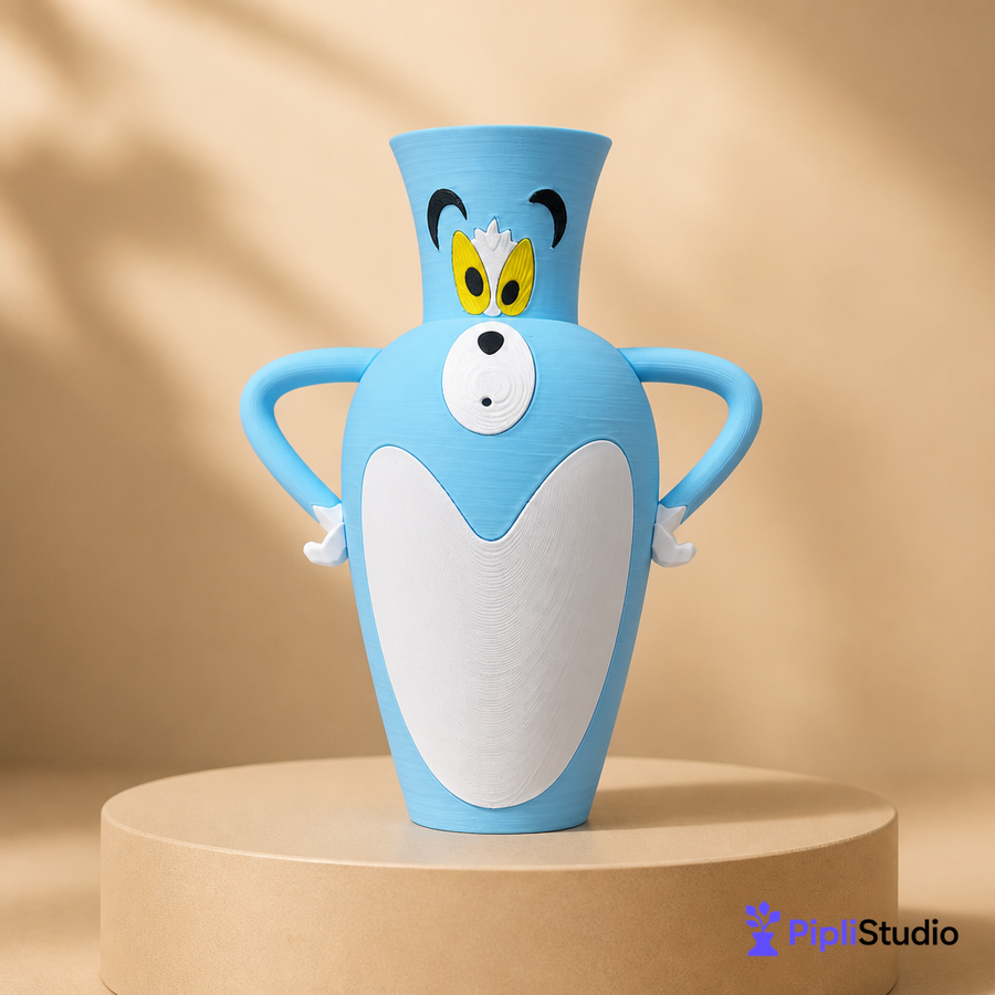 Tom Cat Rose Vase Decor | Fun 3D Printed Accent