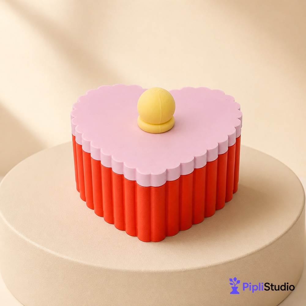 Retro Pleated Heart Jewelry Box
