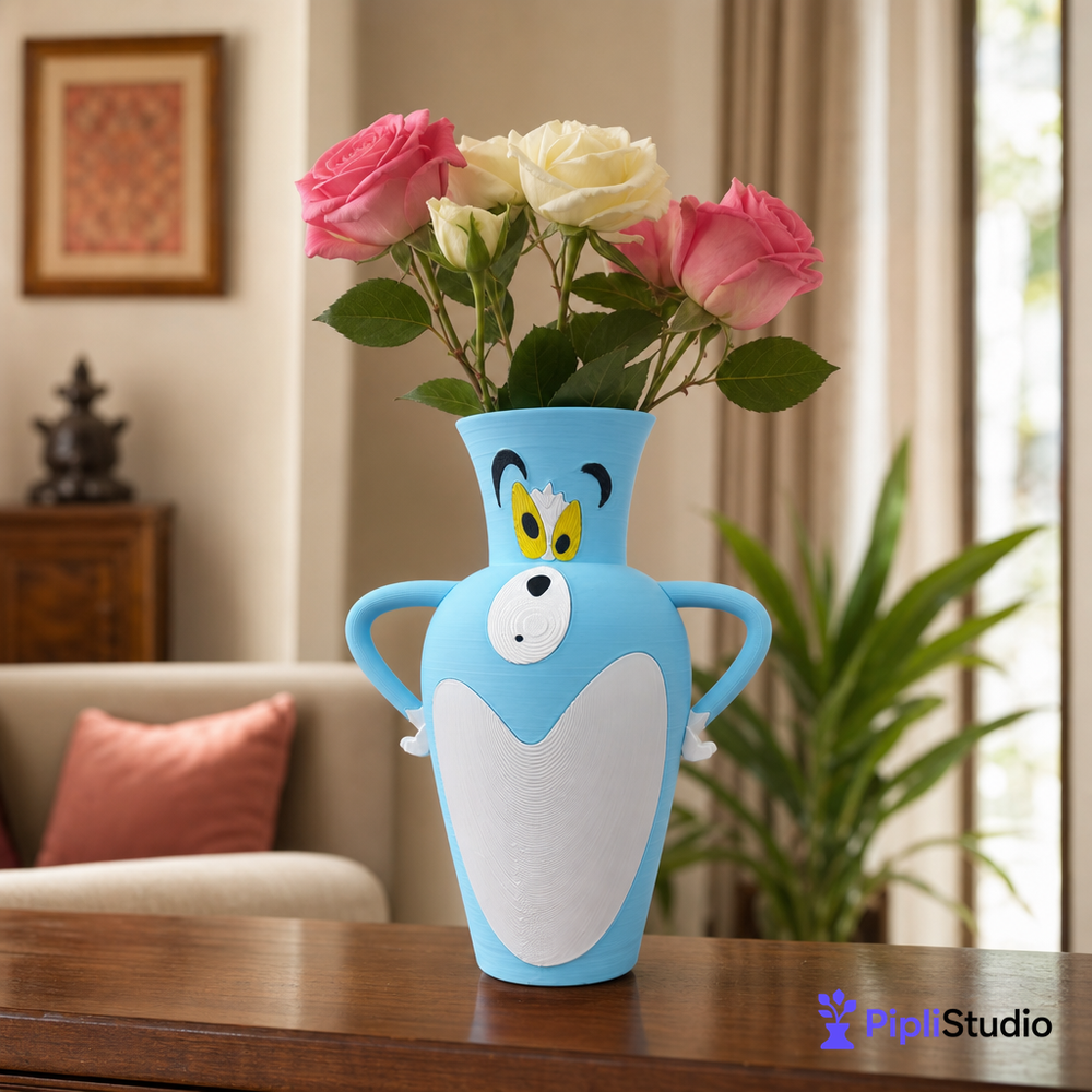 Tom Cat Rose Vase Decor | Fun 3D Printed Accent