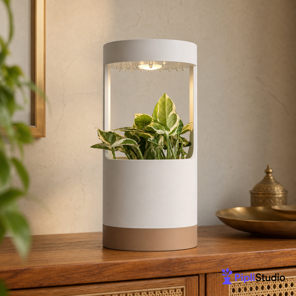 Lantern, Desk Vase With Grow Light And Drip Tray (Manual)